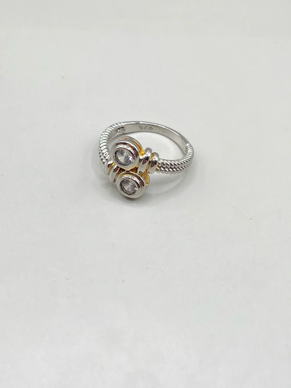 Sterling Silver Braided Cubic Zirconia Bypass Ring